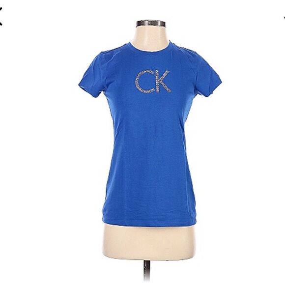 🌟 Calvin Klein Logo Blue Tshirt - Picture 1 of 2